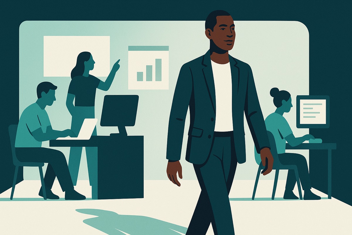 A founder stepping out of the critical path while the team keeps working in sync